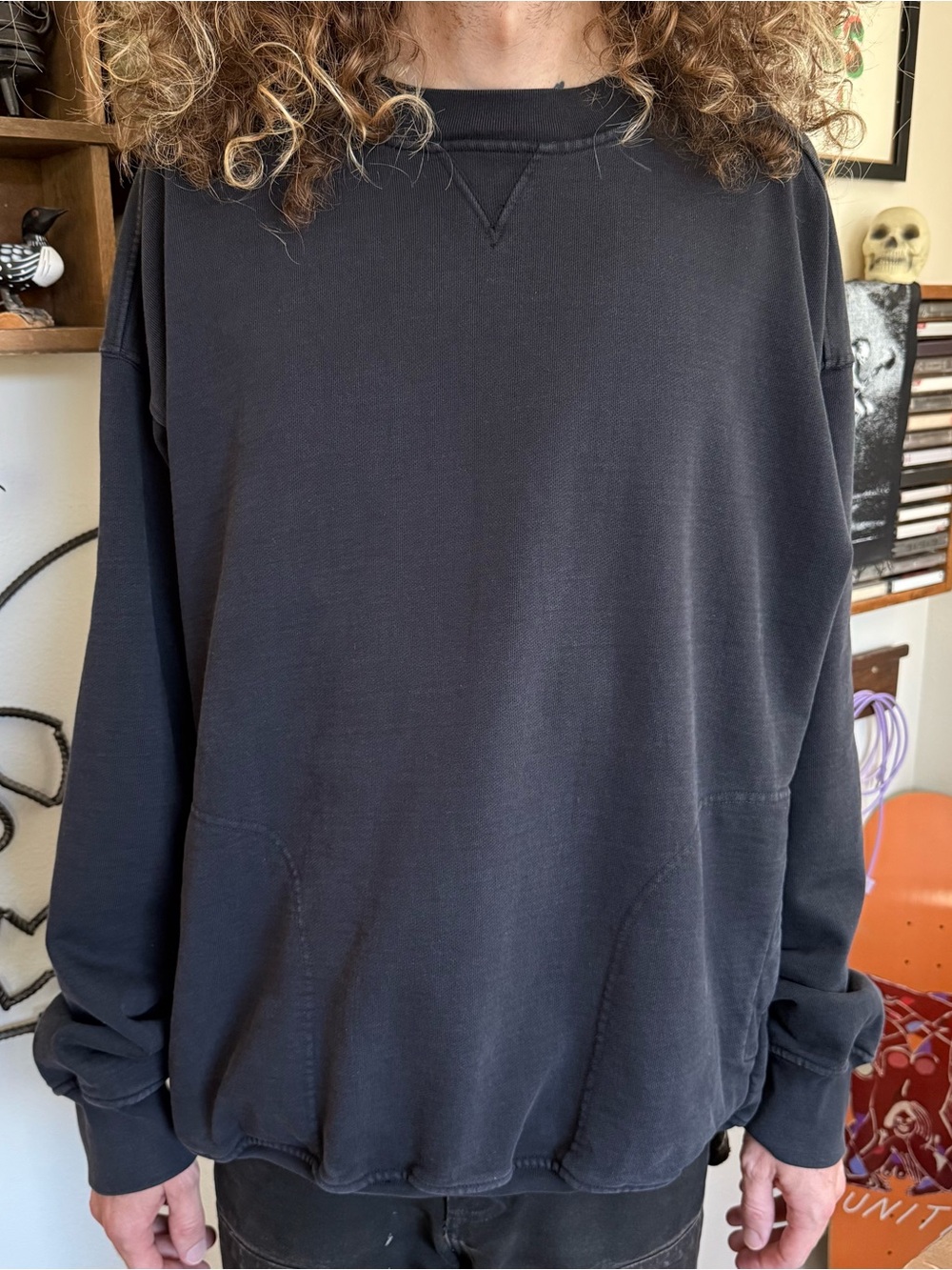 Unless Collective Black Heavy Cotton French Terry Crewneck w Pockets ~ Size L
